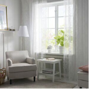 Lace Floral Curtains Ikea Alvine Svets 3 Panels Off White 57" x 98"